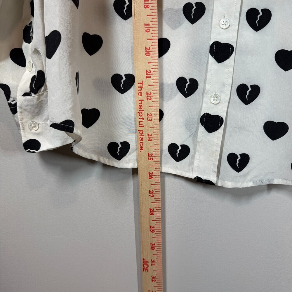 Equipment Femme 100% Silk Broken Heart Print Shirt Blouse‎ Small S/P Button Up - Picture 11 of 12